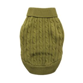 Dog Cable Knit 100% Cotton Sweater - Herb Green (Option: X-Small)