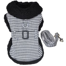 Black and White Classic Houndstooth Dog Harness Coat with Leash (Option: X-Large)