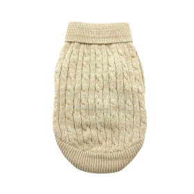 Dog Cable Knit 100% Cotton Sweater - Oatmeal (Option: 3X-Large)