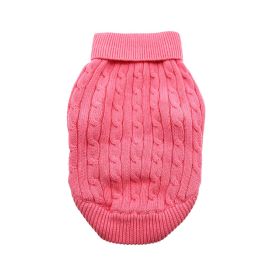 Dog Cable Knit 100% Cotton Sweater - Candy Pink (Option: 3X-Large)