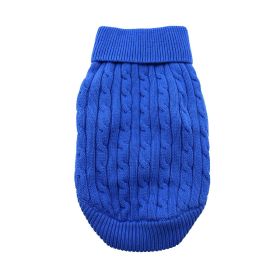 Dog Cable Knit 100% Cotton Sweater - Riverside Blue (Option: Large)