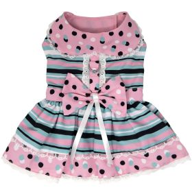Dots & Stripes Harness Dress - Pink & Teal (Option: X-Large)