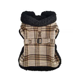 Sherpa-Lined Dog Harness Coat - Brown & White Plaid (Option: 2X-Large)