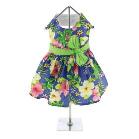 Blue Lagoon Hawaiian Hibiscus Dress (Option: Small)