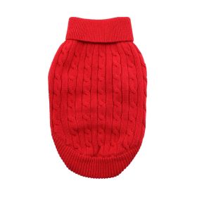 Dog Cable Knit 100% Cotton Sweater - Fiery Red (Option: X-Small)