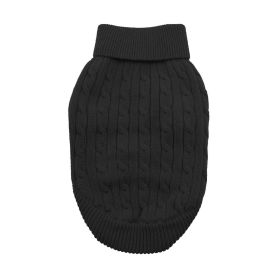 Dog Cable Knit 100% Cotton Sweater - Jet Black (Option: X-Small)