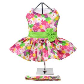 Pink Hawaiian Floral Dog Harness Dress (Option: X-Large)