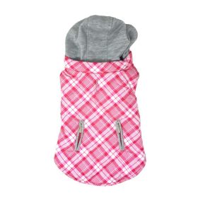 Weekender Dog Sweatshirt Hoodie - Pink and White Plaid Fabric (Option: Medium)